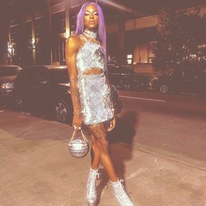 Dollskill Current Mood Silver Sequins Dress